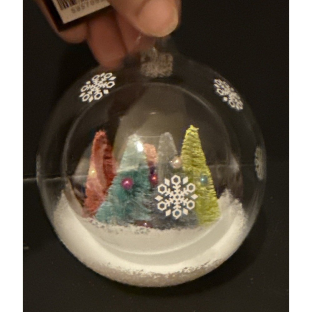 Robert Stanley Colorful Trees Snow Scene Globe Christmas Ornament Tree Retro NEW - Picture 3 of 4